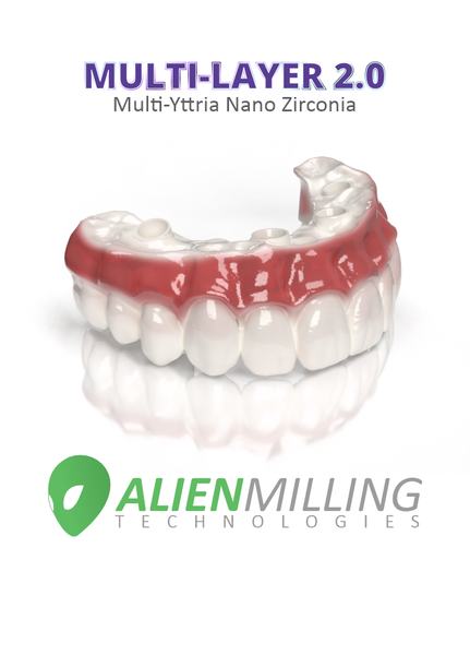 Alien Multi-Layer 2.0 Full Arch Hybrid Zirconia Bridge – Alien Milling ...